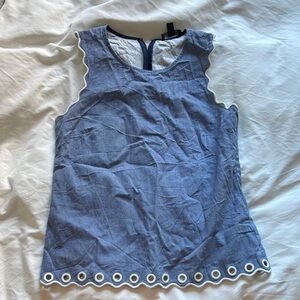 J. Crew Blue Tank Top with Scalloped Trim
